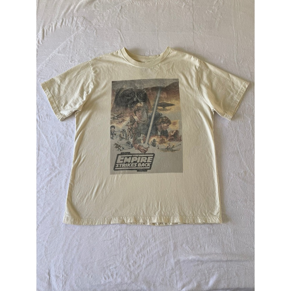 Star Wars Empire Strikes Back T Shirt Mens M Cream Graphic Movie Tee Hybrid